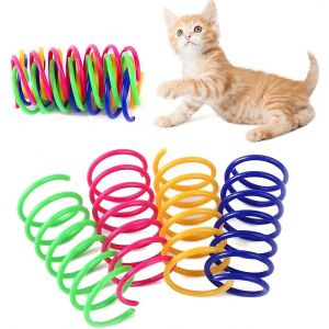 Jouet &Agrave; Ressort Pour Chat, Jouet &Agrave; Ressort Color&eacute;, Jouet Interactif Pour Chat, Jouet &Agrave; Ressort Color&eacute; Pour Chat, Jouet Sauteur Flexible Et Transformable, Jouets &Agrave; M&acirc;cher Pour Chat - 4 Pi&egrave;ces - Neuf