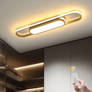 Subzonal-Luminaire Plafonnier Led 70cm Moderne Plafonnier Lampe De Plafond Avec Télécommande Luminaire Plafond Pour Salon Cuisine, Salle À Manger, Chambre (Doré) - Neuf