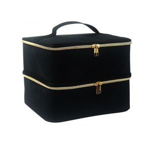 Organiseur de vernis à ongles amovible à 2 niveaux - Peut contenir 40 flacons (15 ml - 0,5 oz liquide), étui à vernis à ongles avec pochette de rangement pour outils (noir) - Neuf