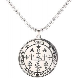 Kal-Collier Ras Du Cou Gothique Avec Pendentif En Forme De Signe De L'archange Uriel - Gravure Talisman - Amulette Ange - Bijou Vintage Pour Homme - Neuf