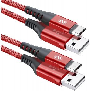 [Lot De 2 C&acirc;bles Micro Usb 3.0A En Nylon Tress&eacute; Pour Android Huawei P10 P9 Lite/P8/P7/Y6/Mate 10 9 8 7, Samsung Galaxy S6 S7 S4 Note5 J7 J5 Etc (Rouge)[CAB9166938] - Neuf