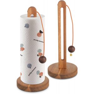 MEVRONISSHOP-Porte sopalin en Bois d'acacia-Design avec Crochets et antid&eacute;rapant-Parfait pour Support sopalin et Porte essuie Tout-Compatible avec Rouleaux Standard et Grands - Neuf