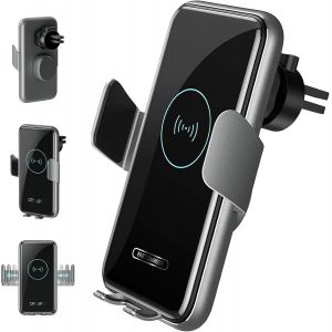 AXRED V8 15 W Support de t&eacute;l&eacute;phone portable pour voiture avec fonction de charge, verrouillage automatique et d&eacute;verrouillage tactile, charge rapide sans fil Qi Support de voiture compatible avec - Neuf