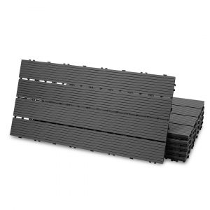 Dalle de terrasse Dalles clipsables en bois Rev&ecirc;tement Carrelage 60 x 30 pour jardin terrasse, anthracite 36 pi&egrave;ces - Neuf
