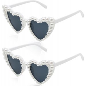 Asas-2 Paires Lunette Coeur,Vintage Peach Lunette De Soleil,Écran Solaire Uv400 Lunette De Soleil,Pour Un Mariage,Enterrement De Vie De Jeune Fille,Voile Halloween - Neuf