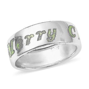 Night Glow Merry Christmas Band Bague En Rhodium Superposition Argent Sterling(Q) - Neuf