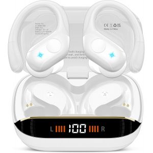 KALSG-Ecouteurs Bluetooth Sans Fil,Ecouteur Bluetooth 5.4 Stéréo Avec Enc Réduction De Bruit Mic,75H De Lecture Oreillette Ip7 Étanches Casque Sans Fil Pour Sport Et Running,Blanc - Neuf