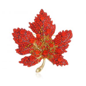 Broche Feuille D'&eacute;rable Pour Femme, Bijou Floral Orn&eacute; De Strass, Accessoire &Eacute;l&eacute;gant Pour L'automne - Neuf