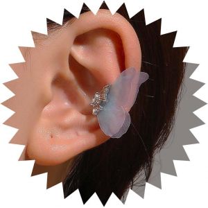Kal-Boucles D'oreilles Manchette Papillon En Cristal Boucles D'oreilles Aile De Papillon En Tulle Clips D'oreille Non Perçants Boucles D'oreilles Manchette Papillon En Zircone Pour Femme Fille - Neuf