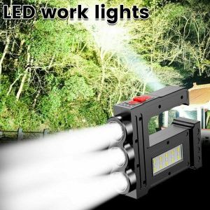 Projecteur Led Ultra-Lumineux Avec 3 Led Principales Et 15 Smd, Rechargeable Par Usb, &Eacute;tanche, Id&eacute;al Pour Le Camping Et Les Activit&eacute;s De Plein Air - Neuf