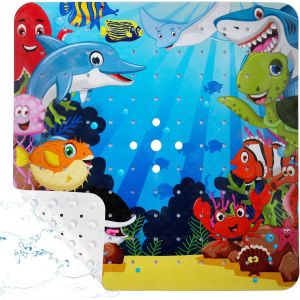 Tianyi-Tapis De Douche Antid&eacute;rapant 53x53cm, Tapis De Bain Antid&eacute;rapant Bebe, Anti Glisse Tapis Antid&eacute;rapant Baignoire Avec Ventouse Mat&eacute;riel De Pvc Pour Enfants Et B&eacute;b&eacute;, Sans Bpa & Lavable En Machin - Neuf
