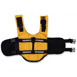 Hjlian Gilet De Securite Reflechissant Pour Chien, Vetement De Natation, Costume De Sauvetage Pour Chiot, Jaune, Taille Xs - Neuf