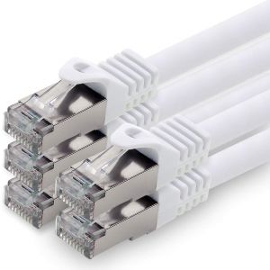 0,25 m-blanc-lot de 5 c&acirc;bles r&eacute;seau CAT.7 c&acirc;ble patch SFTP PIMF LSZH c&acirc;ble Gigabit Lan 10Gb s c&acirc;ble brut cat7 avec connecteur RJ45 Cat6a compatible avec CAT5 CAT6 cat7 cat8 - Neuf