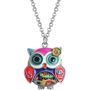Kal-Collier Avec Pendentif En Forme De Chouette En Émail Pour Femmes Et Filles - Neuf