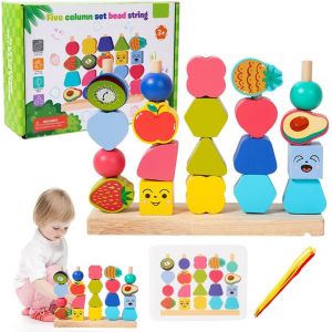 ChenQuanSarl-Montessori - Jouet En Bois À Partir De 2, 3, 4 Ans - Jeu De Construction - Jeu De Construction - Jeu À Emboîter - Jouet De Motricité Montessori - Jouet D'Attribution De Formes Pour Enfan - Neuf