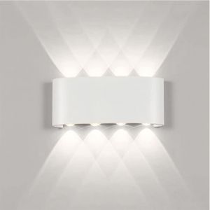 Subzonal-Applique Murale Led, Lampe Murale Moderne 8 W, Applique Mural En Aluminium &Eacute;tanche Ip65, Adapt&eacute;e Pour Int&eacute;rieur/Ext&eacute;rieur, Salle De Bain, Salon (Blanc-6500k) - Neuf