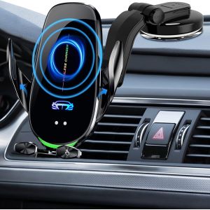 Kalcx-Support Telephone Voiture Induction,15w Qi Chargeur Induction Voiture Qi Chargeur Iphone Voiture Accesoire Sans Fil Rapide Automatic Porte Voiture Ventouse Pour Iphone Android - Neuf