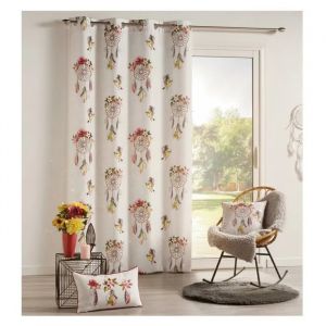 Rideau &Agrave; ?illets - Bohemia - Tamisant - 140 X 280 Cm - Motif Attrape-R&ecirc;ves - Neuf