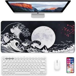 NSIECD-Tapis de Souris, 800x300x3mm Tapis de Souris de Jeu en Paysage en Encre et Lavis,sous-Main de Clavier Souris,Tapis Souris pour Ordinateur Portable avec Bords Surpiqu&eacute;s et Dos Antid&eacute;rapant (Noi - Neuf