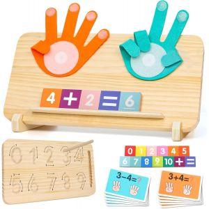 Jouet de Comptage Montessori en Bois pour Enfants 3 4 5 6 Ans,Jouet Chiffre d'apprentissage des Math&eacute;matiques avec Chiffres Color&eacute;s,Cartes et Tableau Interactif,Cadeau Danniversaire et No&euml;l - Neuf