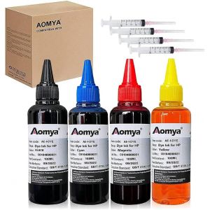 Kit de Recharge d'encre 4x100 ML Compatible avec HP 62 63 564 901XL 301XL 302XL 303XL 304XL 305XL 307XL 301 302 303 304 305 307 Cartouche d'encre Rechargeable Syst&egrave;me CIS CISS avec 4 seringues,BCMY - Neuf