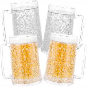 Lot De 4 Verres À Bière La Reine Des Neiges - 0,5 L - Chope À Bière De 500 Ml - Chope À Bière À Double Paroi - Chope À Bière Avec Anse Pour Bière Glacée - Neuf