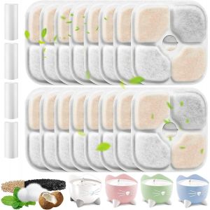 Chenquansarl-16 Pièces Filtres Fontaine À Eau Pour Chat Compatibles Avec Catit Pixi, Filtration Quadruple Avec Charbon Actif, Résine Et Tissu Non Tissé, 4 Tuyaux Inclus - Neuf