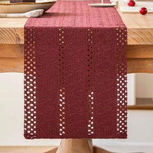 Chemin De Table Rouge Boho Centre De Table Ferme Moderne Petite Decoration Table Nappe Macramé Coton Lin Campagnard Chemin De Table Cuisine Vacances Mariage Fête Anniversaire Décor 30x180 Cm - Neuf