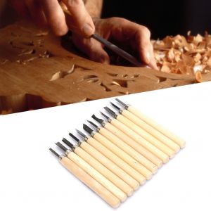 Ensemble de 12 couteaux a decouper pour le travail du bois, lame SK2, manche en hetre - Neuf