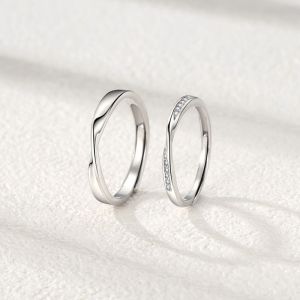 Bague De Couple En Argent Sterling 925, Paire Réglable Pour Petite Amie Et Petit Ami - Neuf