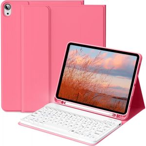Étui Avec Clavier Pour Ipad A16 11e Génération 11"" 2025, Ipad 10ème Génération 2022 10,9"", Clavier Bluetooth Qwertz Avec Support Pour Stylo Et Magnétique Amovible, Rose - Neuf