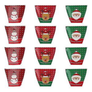 12pcs Bo&icirc;te de g&acirc;teau de No&euml;l Adorable Bo&icirc;te de collations de biscuits de No&euml;l d&eacute;licats - Neuf