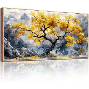 Arbre De Vie Tableau Decoration Murale,50X100 Cm Grand Moderne Cadre Decoration Maison,Impression Sur Toile Nature Montagne Pour Salon Chambre Bureau Salle - Neuf
