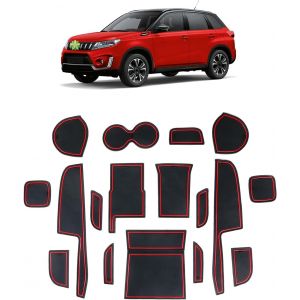 Compatible Avec Suzuki Vitara 2016-2024 2025 (Automatique) Tapis De Console Centrale En Caoutchouc,Tapis Pour Porte-Gobelet Accoudoir Couture De Porte Antid&eacute;rapant Tapis Vitara Accessoires. - Neuf