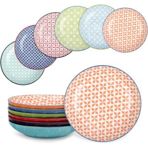 Set De 6 Petites Assiettes En C&eacute;ramique Color&eacute;e 20 Cm - Neuf