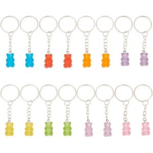 KALANKA-16 porte Cl&eacute;s D'Ourson en G&eacute;latine Porte Cl&eacute;s en R&eacute;sine 8 couleur D'Ourson Mignon de Dessin Anim&eacute; pour Sac &agrave; Main Portefeuille Sac &agrave; Dos &Eacute;couteurs Breloques D&eacute;corations Cadeaux de F&ecirc;te - Neuf