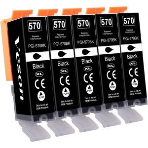 PGI 570 XL Ink Cartridges Compatible with Canon PGI-570 Black for Pixma MG7750 MG5750 MG5751 MG5753 MG6850 MG6852 MG5700 MG5752 TS50 TS5055 TS5053 TS5051 TS6051 TS600 50 MG6 853 TS6051 MG7751, 5 - Neuf