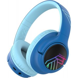 Casque Audio Enfant, Casque Bluetooth Enfant Avec Micro, 74/85/94Db Volume Limité, 45 Heures, Hi-Fi Stéréo, Casque Pliable Avec Lumières Led Colorées, 2 Fonction De Partage Du Casque (Bleu) - Neuf