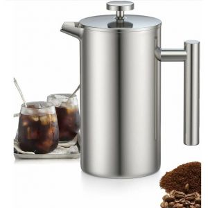 Cafetière à piston en acier inoxydable 1 L, triple filtre, avec fonction maintien au chaud et piston en acier - Neuf