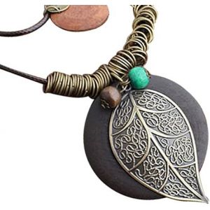 Collier Vintage Avec Pendentif En Bois Pour Femme, Style Ethnique Bohème, Bijoux Faits Main - Neuf