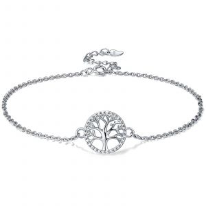 Arbre De Vie Femme Bracelet De Cheville En Argent Sterling 925 Pour L'&eacute;t&eacute; Plage Pieds Nus,R&eacute;glable 22+4cm - Neuf