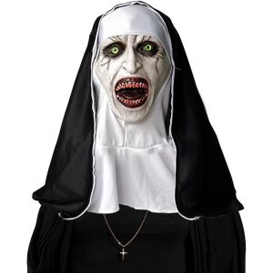 Masque D'horreur De Nonne Avec Foulard Casque,Masque D'horreur En Latex,Masques Effrayants,Masque De Religieuse Sorci&egrave;re Pour Halloween Carnaval D&eacute;guisement Costume Cosplay.[J384] - Neuf