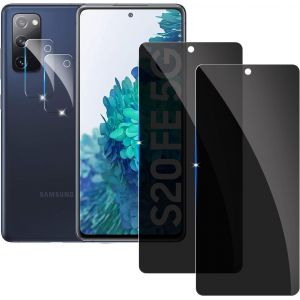 Pack 2+2 Pour Samsung Galaxy S20 Fe ¿ Verre Trempé Vie Privée Anti-Espion 9h, Compatible Coque, Protection Lentille Caméra, Anti-Rayures, Anti-Traces, Haute Sensibilité Et Compatible Déverrouillage Facial - Neuf