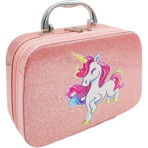 TIANYI-Licorne Trousse Maquillage, Sac à Maquillage Portable avec 3 Brosse Compartiment et Miroir, PU imperméable Trousse de Toilette avec Poignée(20 * 7 * 14cm), pour Fille Rangement Maquillage de V - Neuf