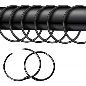TIANYI-Lot de 20 Anneaux de Rideau &agrave; Ouvrir - 50 mm - Anneaux Ronds - Pinces m&eacute;talliques pour Rideaux et tringles &agrave; Rideaux - Noir - Neuf