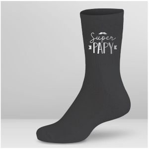 Promotion ! Chaussettes Coton Tendresse 'super Papy' Gris - Taille Unique - Neuf