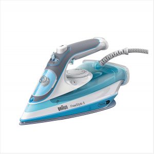 MEVRONISSHOP-Household Braun TexStyle 5 SI 5006 BL Steam Iron with FreeGlide 3D Ironing Sole, Vertical Steam, 2600 Watt, Steam Jet 180 g/min, 300 ml Water Tank, Azur - Neuf