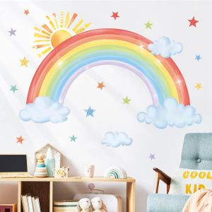 ERYI-Stickers Muraux Arc En Ciel Grand Autocollant Mural Soleil Nuage Etoile Décoration Murale Chambre Enfants Bébé Pépinière Salon - Neuf