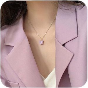 Kal-Collier Papillon Boho Or Choker Vintage Violet Minuscule Collier Pendentif Papillon Funky Acrylique Collier Papillon Choker Déclaration Collier Papillon Bijoux De Charme Pour Femmes Et Filles - Neuf