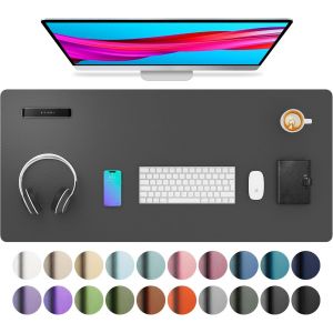 Sous-Main, Tapis De Bureau En Cuir Pu, Tapis De Souris, Protection De Bureau Antid&eacute;rapante, Bloc-Notes De Bureau &Eacute;tanche Pour Le Bureau Et La Maison (91 Cm X 43 Cm, Gris) - Neuf